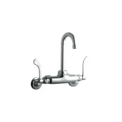 Elkay LK945GN04T4T Foodservice 3-8& Adjustable Centers Wall Mount Faucet with 4& Gooseneck Spout 4& Wristblade Handles 2& Inlet - One-stop shop for professional tools and equipment.