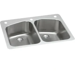 Elkay LKHSR33229PD Lustertone® Classic Stainless Steel 33& x 22& x 9& Equal Double Bowl Dual Mount Sink with Perfect Drain® - One-stop shop for professional tools and equipment.