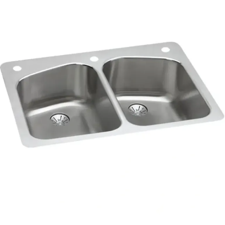 Elkay LKHSR33229PD Lustertone® Classic Stainless Steel 33& x 22& x 9& Equal Double Bowl Dual Mount Sink with Perfect Drain® - One-stop shop for professional tools and equipment.