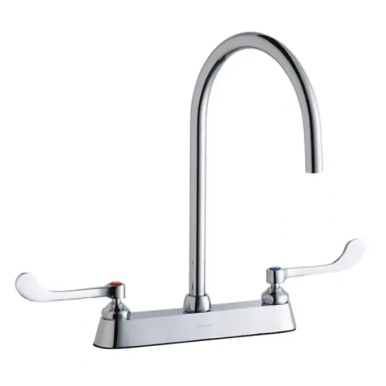 Elkay LK810LGN08T6 8& Centerset with Exposed Deck Laminar Flow Faucet with 8& Gooseneck Spout 6& Wristblade Handles Chrome - One-stop shop for professional tools and equipment.