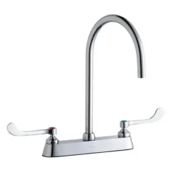 Elkay LK810LGN05T6 8& Centerset with Exposed Deck Laminar Flow Faucet with 5& Gooseneck Spout 6& Wristblade Handles Chrome - One-stop shop for professional tools and equipment.