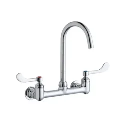 Elkay LK940LGN05T6H 8& Centerset Deck Mount Laminar Flow Faucet with 5& Gooseneck Spout 6& Wristblade Handles 1/2& Offset Inlets - One-stop shop for professional tools and equipment.