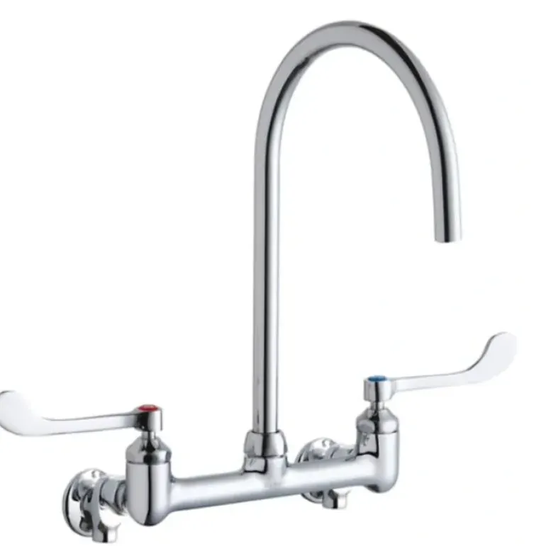Elkay LK940LGN08T6S 8& Centerset Deck Mount Laminar Flow Faucet with 8& Gooseneck Spout 6& WristbladeHandle 1/2& Offset Inlets+Stop - One-stop shop for professional tools and equipment.