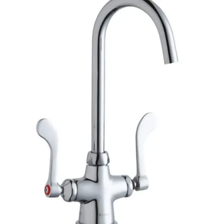 Elkay LK500LGN08T4 Single Hole with Concealed Deck Laminar Flow Faucet with 8& Gooseneck Spout 4& Wristblade Handles Chrome - One-stop shop for professional tools and equipment.
