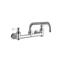 Elkay LK940TS08L2H Foodservice 8& Centerset Wall Mount Faucet with 8& Tube Spout 2& Lever Handles 1/2& Offset Inlets Chrome - One-stop shop for professional tools and equipment.
