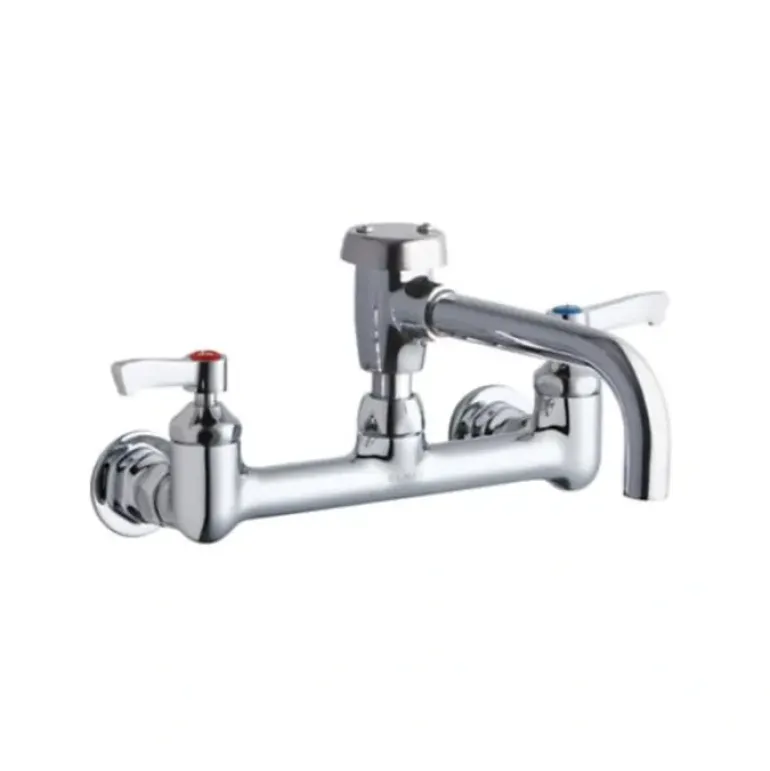 Elkay LK940VS07L2H Service/Utility 8& Centerset Wall Mount Faucet w/7& Vented Spout 2& Lever Handles 1/2& Offset Inlet Chrome - One-stop shop for professional tools and equipment.