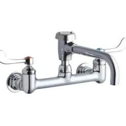 Elkay LK940VS07T4H Service/Utility 8& Centerset Wall Mount Faucet with 7& Vented Spout 4& Wristblade Handles 1/2& Offset Inlets - One-stop shop for professional tools and equipment.