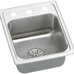 Elkay LRADQ151765PD Lustertone® Classic Stainless Steel 15& x 17-1/2& x 6-1/2& Single Bowl Drop-in ADA Sink with Perfect Drain® and Quick-clip - One-stop shop for professional tools and equipment.