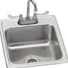 Elkay LR1720C Lustertone® Classic Stainless Steel 17& x 20& x 7-5/8& 2-Hole Single Bowl Drop-in Sink + Faucet Kit - One-stop shop for professional tools and equipment.