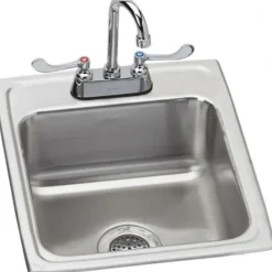 Elkay LR1720C Lustertone® Classic Stainless Steel 17& x 20& x 7-5/8& 2-Hole Single Bowl Drop-in Sink + Faucet Kit - One-stop shop for professional tools and equipment.