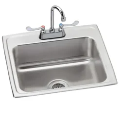 Elkay LR2219SC Lustertone® Classic Stainless Steel 22& x 19-1/2& x 7-5/8& 2-Hole Single Bowl Drop-in Sink + Faucet Kit - One-stop shop for professional tools and equipment.