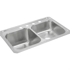 Elkay STCR3322L Celebrity® Stainless Steel 33& x 22& x 10-1/4& Equal Double Bowl Drop-in Sink - One-stop shop for professional tools and equipment.
