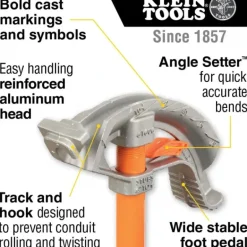 Klein Tools 51606 Aluminum Conduit Bender Full Assembly, 1/2-Inch EMT with Angle Setter - One-stop shop for professional tools and equipment.