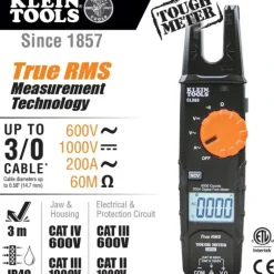Klein Tools CL360 Electrical Tester, Open Jaw Fork Meter, AC Auto-Ranging, 200 Amp - One-stop shop for professional tools and equipment.