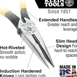 Klein Tools D203-8-GLW Pliers, Needle Nose Side-Cutters, High-Visibility, 8-Inch - One-stop shop for professional tools and equipment.