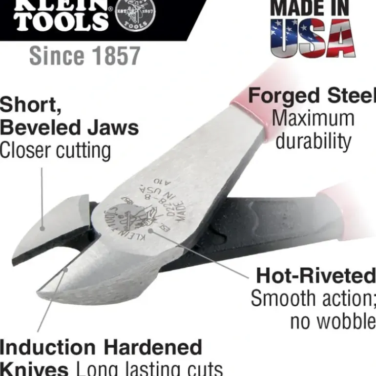 Klein Tools D228-8TT Diagonal Cutting Pliers, High-Leverage, Tie Ring, 8-Inch - One-stop shop for professional tools and equipment.