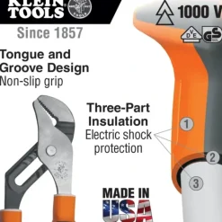 Klein Tools 50210EINS Insulated Pump Pliers, Slim Handle, 10-Inch - One-stop shop for professional tools and equipment.