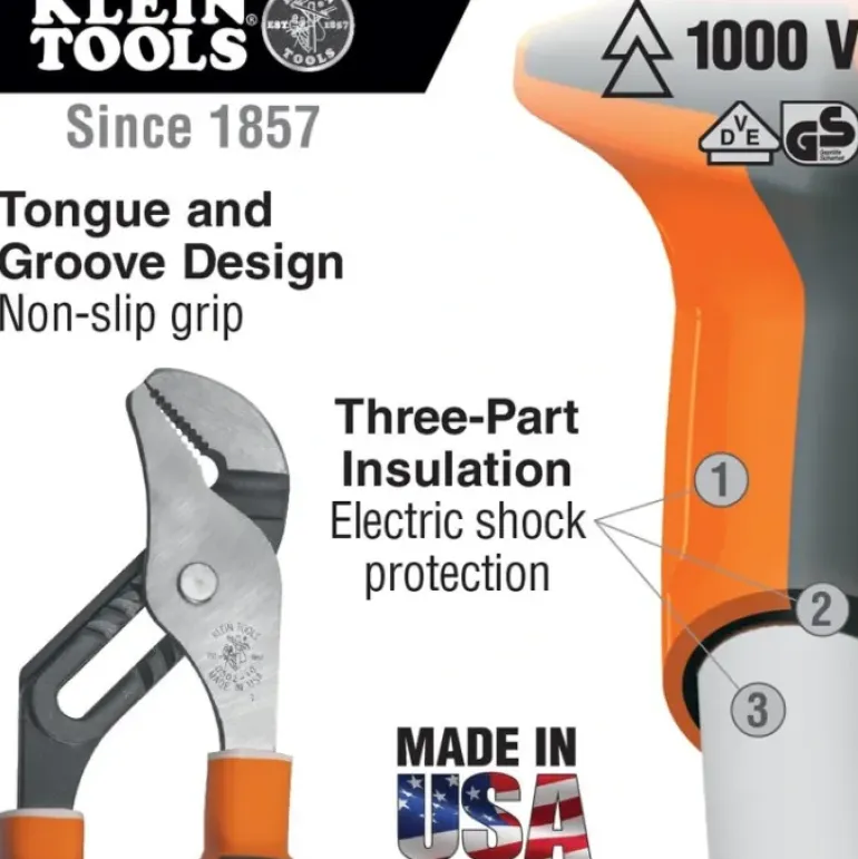 Klein Tools 50210EINS Insulated Pump Pliers, Slim Handle, 10-Inch - One-stop shop for professional tools and equipment.