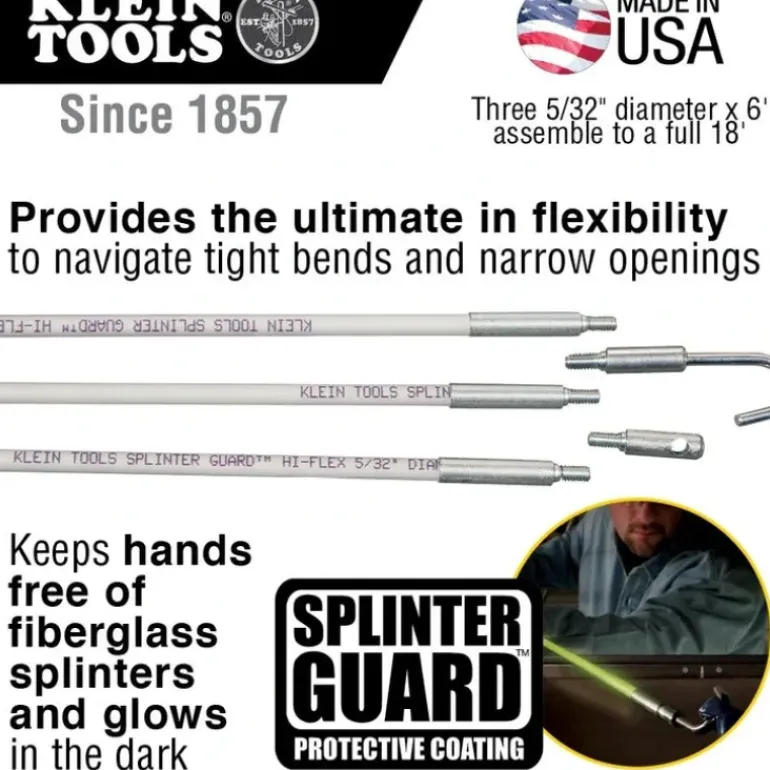 Klein Tools 56418 Hi-Flex Glow Rod Set, 18-Foot - One-stop shop for professional tools and equipment.