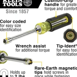 Klein Tools 65064 2-in-1 Nut Driver, Hex Head, 1/4-Inch and 5/16-Inch - One-stop shop for professional tools and equipment.