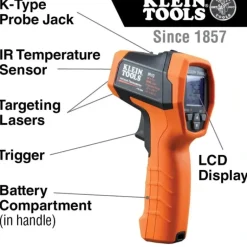 Klein Tools IR10 Dual-Laser Infrared Thermometer, 20:1 - One-stop shop for professional tools and equipment.