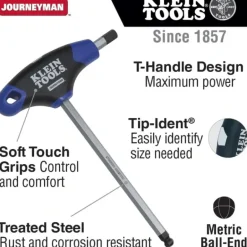 Klein Tools JTH6M6BE 6 Mm Ball-End Hex Journeyman T-Handle 6& (1 EA) - One-stop shop for professional tools and equipment.