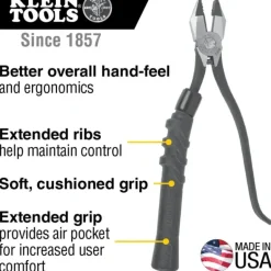 Klein Tools M2017CSTA Slim-Head Ironworker's Pliers Comfort Grip, Aggressive Knurl, 9-Inch - One-stop shop for professional tools and equipment.