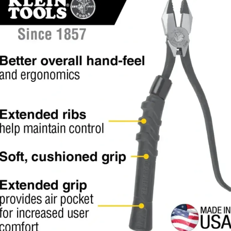 Klein Tools M2017CSTA Slim-Head Ironworker's Pliers Comfort Grip, Aggressive Knurl, 9-Inch - One-stop shop for professional tools and equipment.