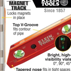 Klein Tools 935RBLT Lighted Torpedo Billet Level, Rare-Earth Magnet - One-stop shop for professional tools and equipment.