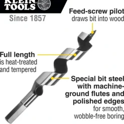 Klein Tools 53402 Ship Auger Bit with Screw Point 3/4-Inch - One-stop shop for professional tools and equipment.