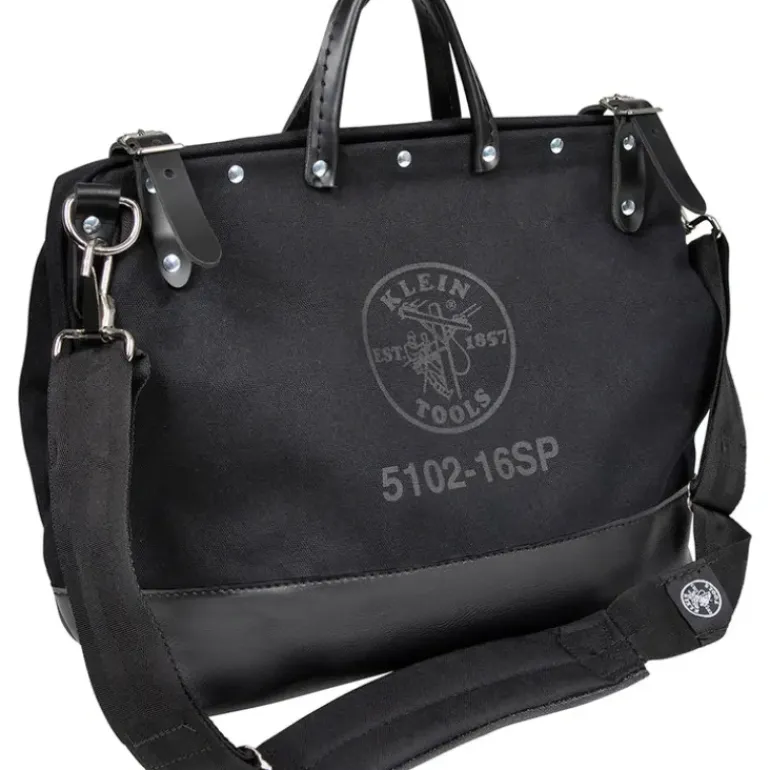 Klein Tools 510216SPBLK Deluxe Tool Bag, Black Canvas, 13 Pockets, 16-Inch - One-stop shop for professional tools and equipment.