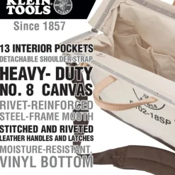 Klein Tools 5102-18SP Deluxe Tool Bag, Canvas, 13 Pockets, 18-Inch - One-stop shop for professional tools and equipment.