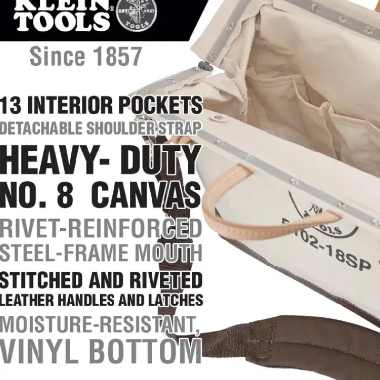 Klein Tools 5102-18SP Deluxe Tool Bag, Canvas, 13 Pockets, 18-Inch - One-stop shop for professional tools and equipment.
