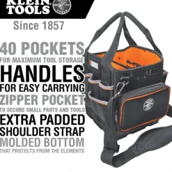 Klein Tools 5541610-14 Tool Bag, Tradesman Pro Tool Tote, 40 Pockets, 10-Inch - One-stop shop for professional tools and equipment.