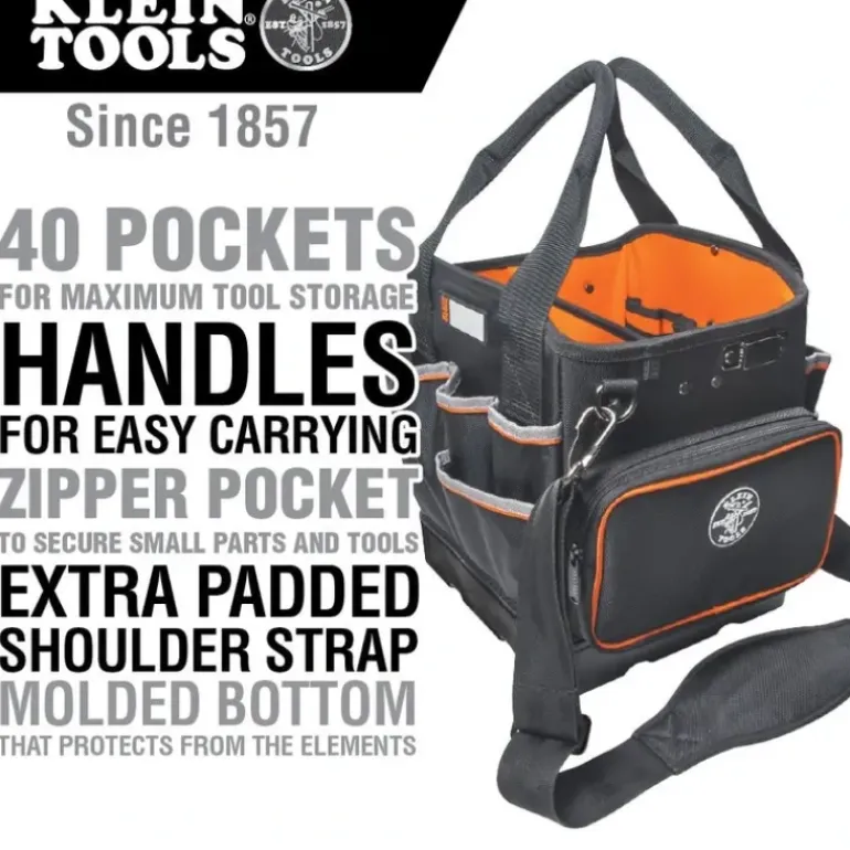 Klein Tools 5541610-14 Tool Bag, Tradesman Pro Tool Tote, 40 Pockets, 10-Inch - One-stop shop for professional tools and equipment.