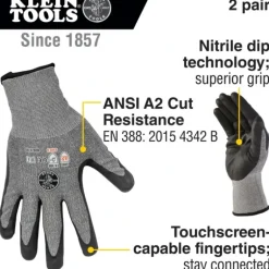 Klein Tools 60197 Work Gloves, Cut Level 2, Touchscreen, X-Large, 2-Pair - One-stop shop for professional tools and equipment.