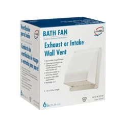 Lambro 351W-R 6 Inch White Plastic Wall Exhaust Or Air Intake Vent – Hinged Screen – (Removable Damper) – (Retail) - One-stop shop for professional tools and equipment.