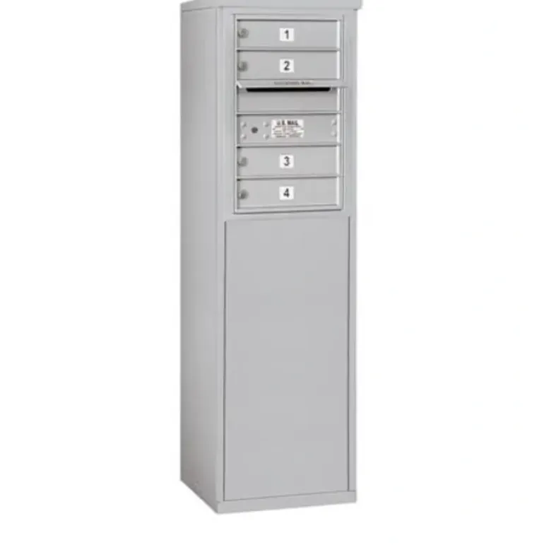 Mailboxes 3906S-04AFP Salsbury 6 Door High Free-Standing 4C Horizontal Mailbox with 4 Doors in Aluminum with Private Access - One-stop shop for professional tools and equipment.