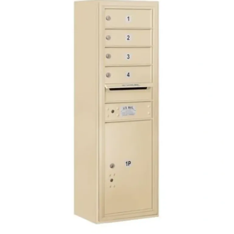 Mailboxes 3811S-04SFU Salsbury 11 Door High Surface Mounted 4C Horizontal Mailbox with 4 Doors and 1 Parcel Locker in Sandstone with USPS Sccess - One-stop shop for professional tools and equipment.