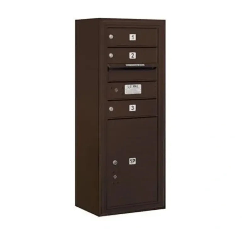 Mailboxes 3810S-03ZFP Salsbury 10 Door High Surface Mounted 4C Horizontal Mailbox with 3 Doors and 1 Parcel Locker in Bronze with Private Zccess - One-stop shop for professional tools and equipment.