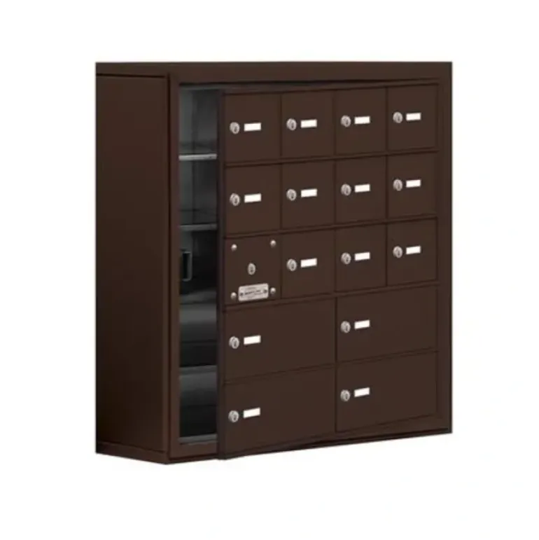 Mailboxes 19158-16ZSK Salsbury Surface Mounted Cell Phone Locker with 12 Z Doors (11 usable) 4 B Doors in Bronze - Keyed Locks - One-stop shop for professional tools and equipment.
