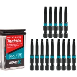 Makita A-99792 ImpactX, #2 Square Recess 2³ Power Bit, 15/pk - One-stop shop for professional tools and equipment.