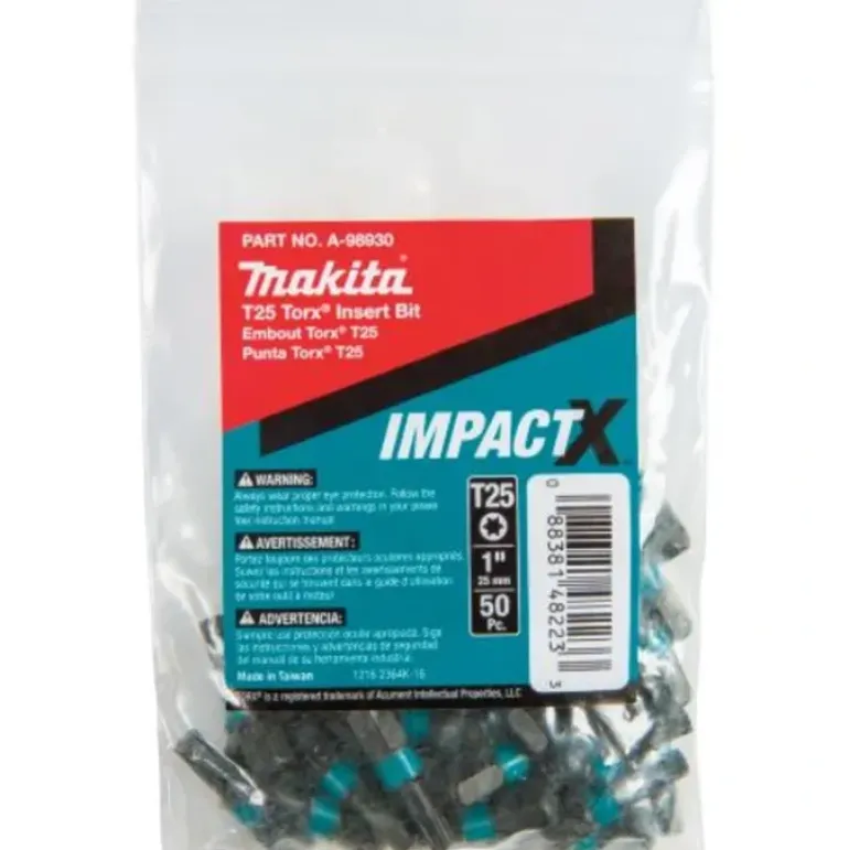 Makita A-98924 ImpactX, T20 Torx® 1³ Insert Bit, 50/pk, Bulk - One-stop shop for professional tools and equipment.