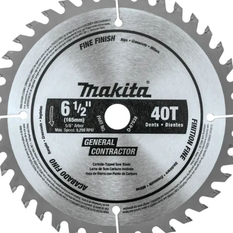 Makita D-67038 6‘1/2& 40T Carbide‘Tipped Circular Saw Blade, Fine Finish - One-stop shop for professional tools and equipment.