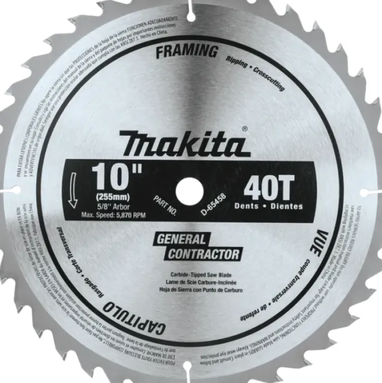Makita D-65458 10& 40T Polished Miter Saw Blade, General Purpose - One-stop shop for professional tools and equipment.