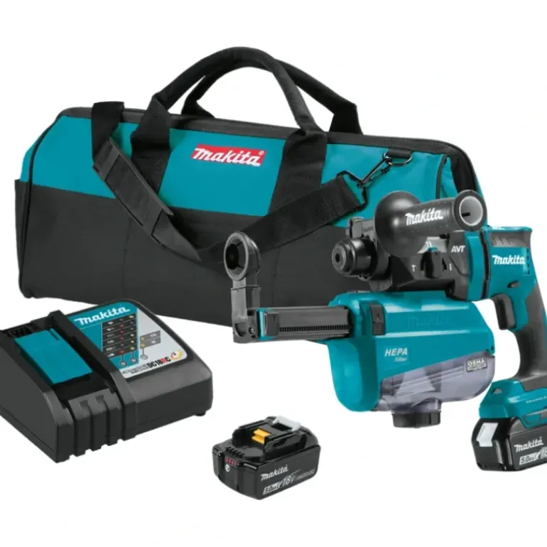 Makita XRH12TW 18V LXT® Lithium‘Ion Brushless Cordless 11/16& SDS‘PLUS AVT® Rotary Hammer Kit, w/ HEPA Dust Extractor, AWS® Capable (5.0Ah) - One-stop shop for professional tools and equipment.