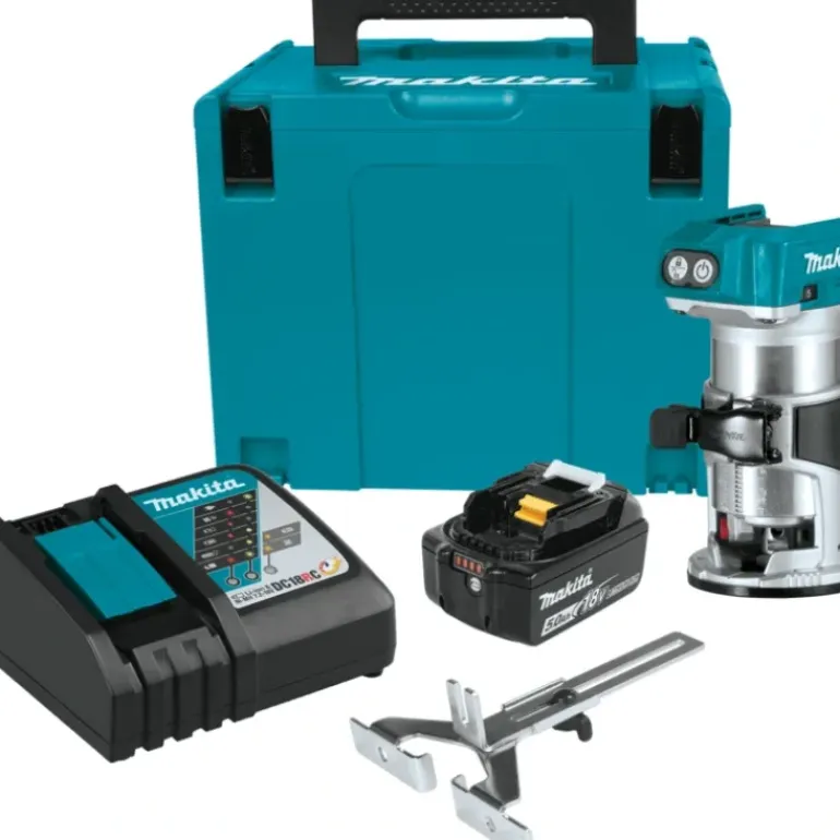 Makita XTR01T8J 18V LXT® Lithium‘Ion Brushless Cordless Compact Router Starter Kit (5.0Ah) - One-stop shop for professional tools and equipment.