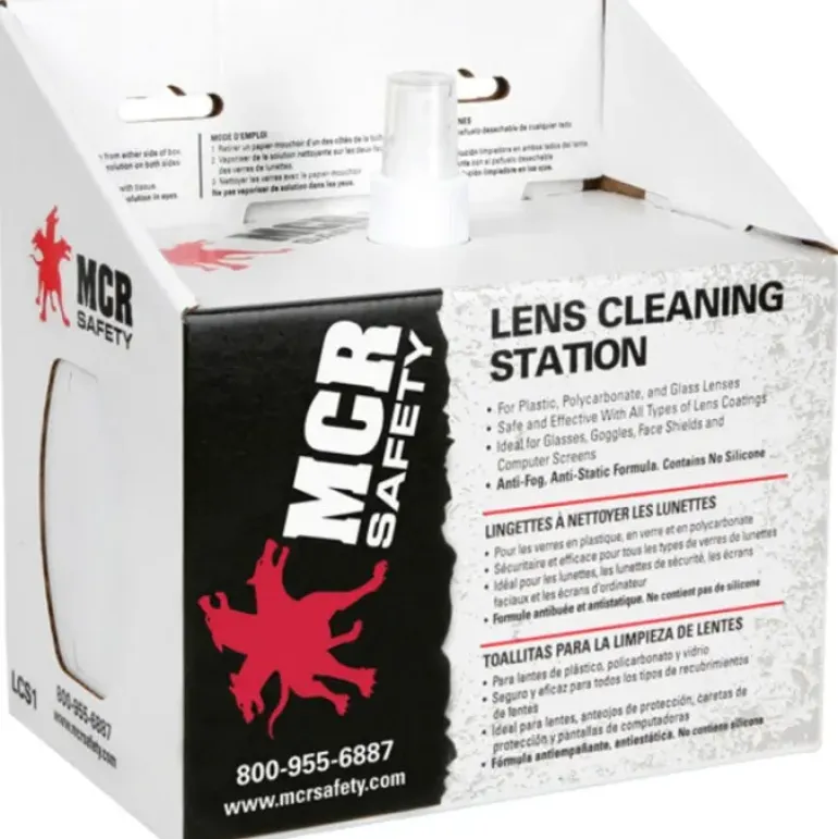 MCR Safety LCS1 Lens Cleaning Station 8 Ounce Cleaning Solution in Pump Bottle 2 Boxes of 300 Tissues (1 EA) - One-stop shop for professional tools and equipment.