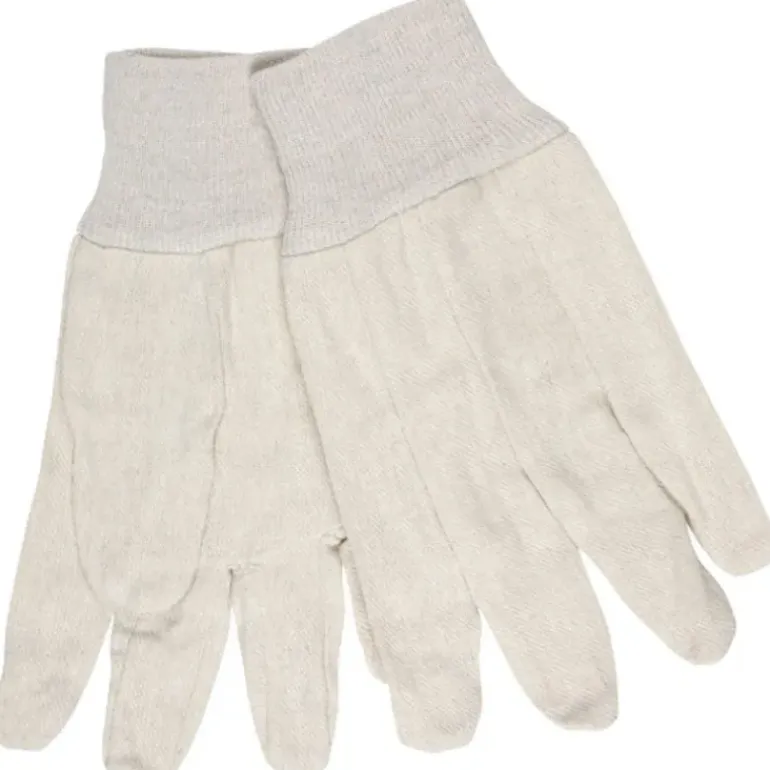 MCR Safety 8100 White Canvas Work Gloves Clute Pattern with Knit Wrist Cotton Polyester Blend Straight Thumb (1 DZ) - One-stop shop for professional tools and equipment.