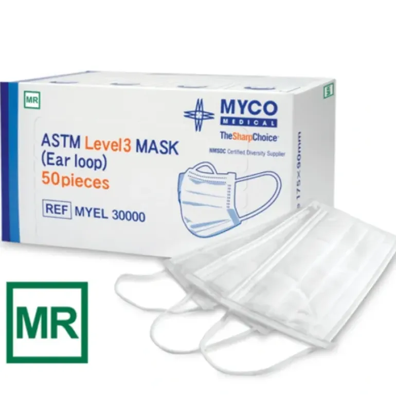 Myco Medical MYEL 30000 MR Safe ASTM Level 3 Ear Loop Procedure Mask - UOM 1500EA/CS - One-stop shop for professional tools and equipment.